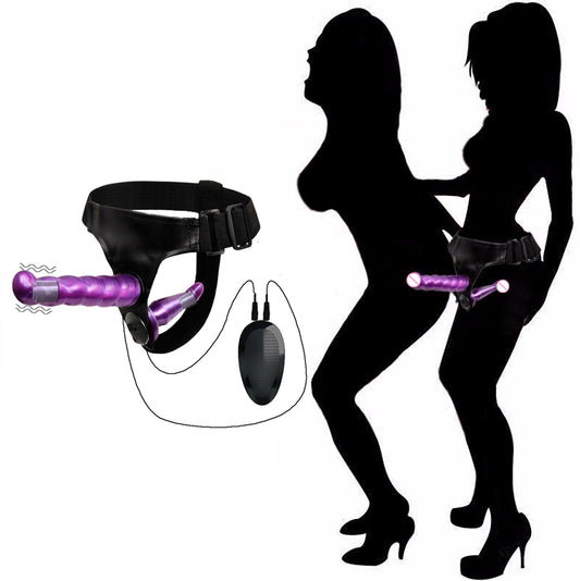 👩‍❤️‍👩Double Dildo Vibrator With Belt Bondage Harness Strap On For Lesbian