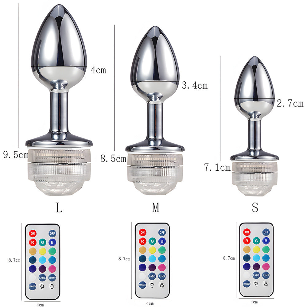 ♠Remote control 13 color LED metal anal plug toy