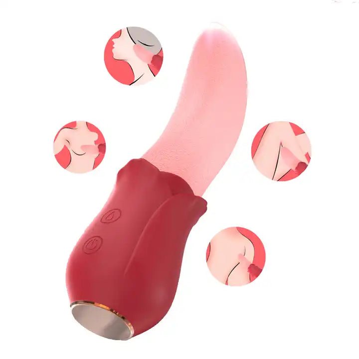 🌷10 Vibrating Rose Tongue Licking Nipple Massager - Kovidashop