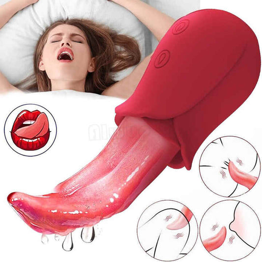 🌷10 Vibrating Rose Tongue Licking Nipple Massager - Kovidashop