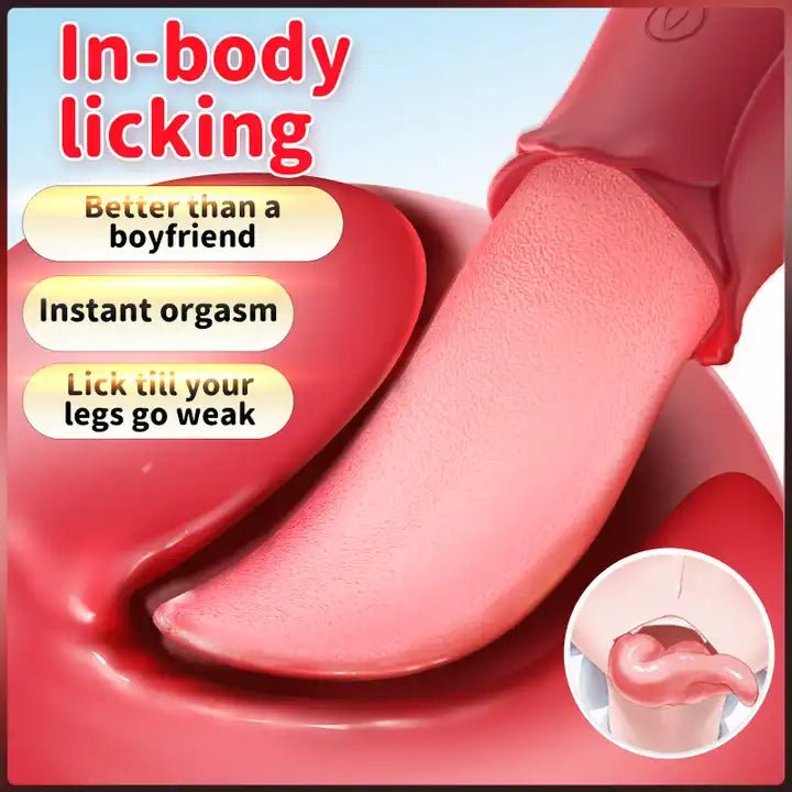 🌷10 Vibrating Rose Tongue Licking Nipple Massager - Kovidashop