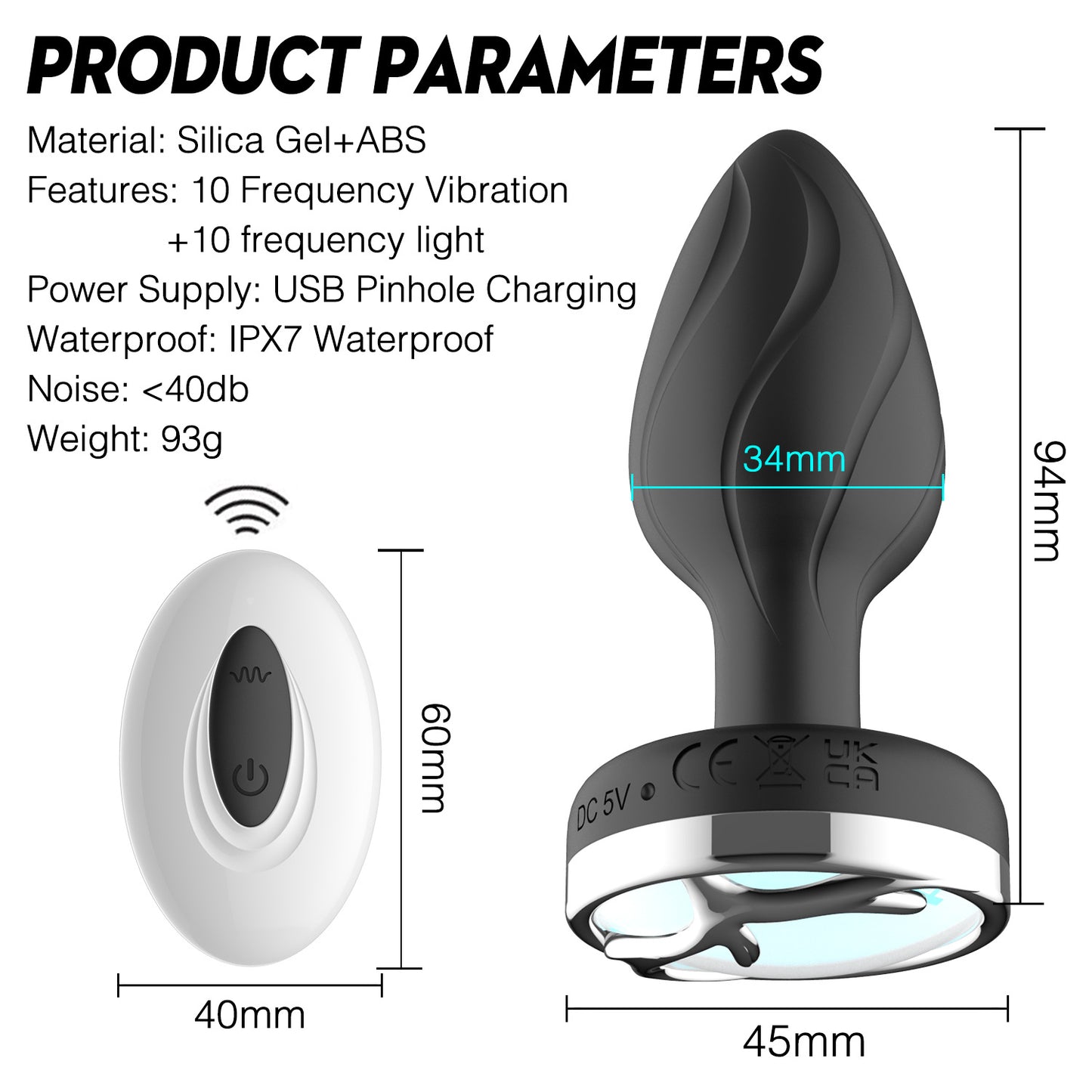 🧼Color Changing Anal Remote Control LED  Light Up Butt Plug