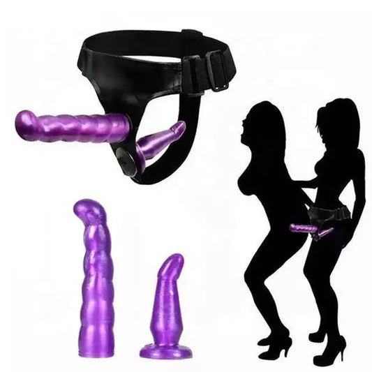 👩‍❤️‍👩Double Dildo With Belt Bondage Harness Strap On For Lesbian