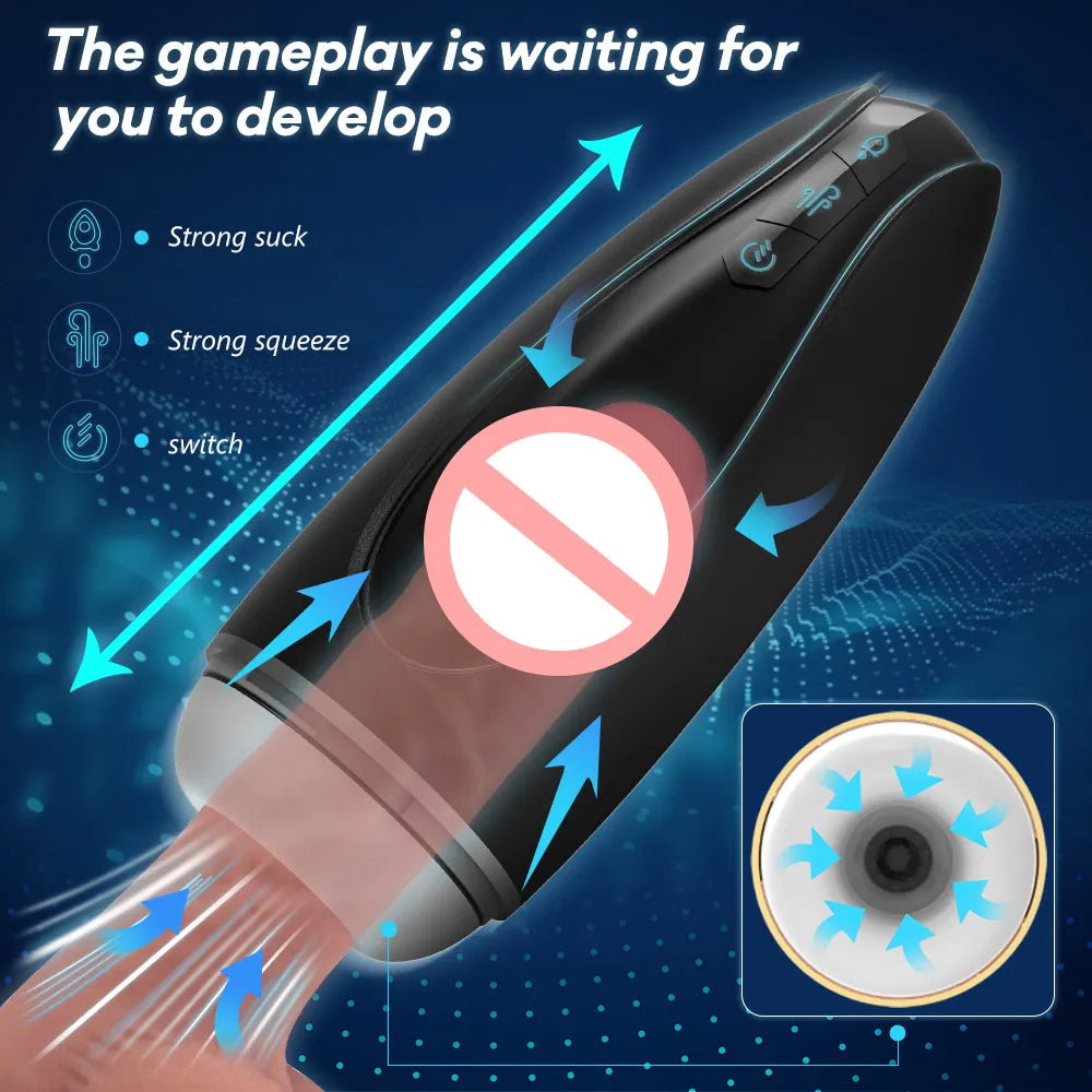 🌀9 frequency suction telescopic male masturbation mug adult sex toys