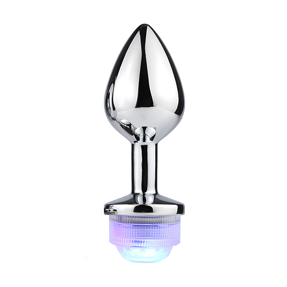 ♠Remote control 13 color LED metal anal plug toy