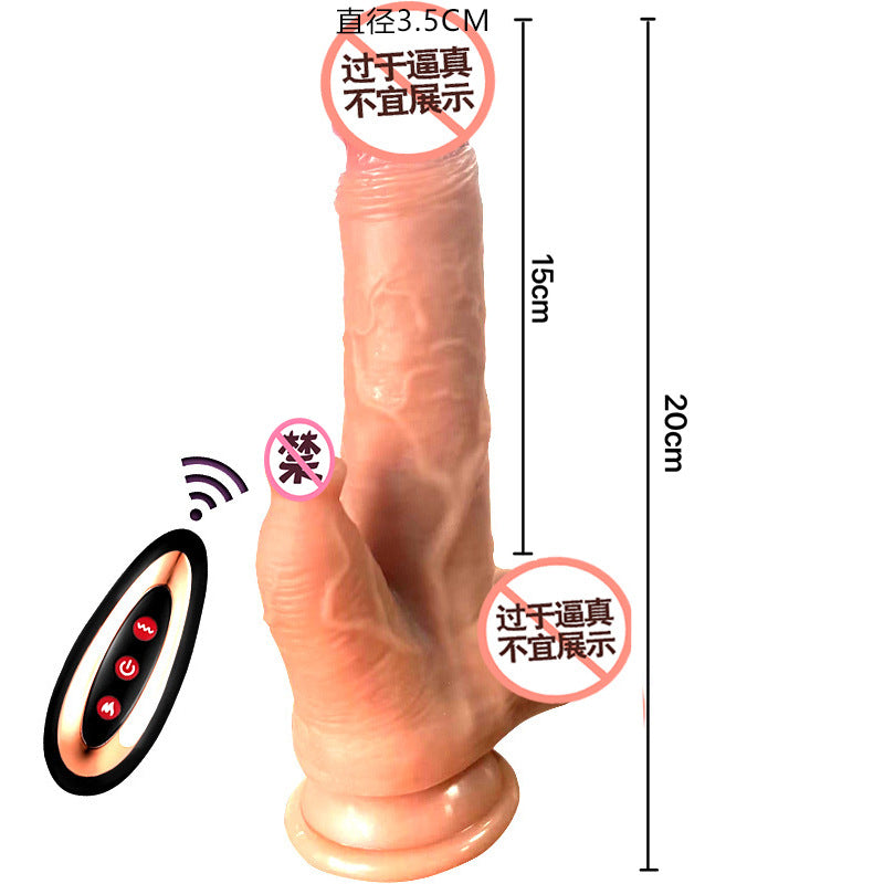 Silicone Wireless Remote Control Tongue Telescopic&Licking& Heating Dildo