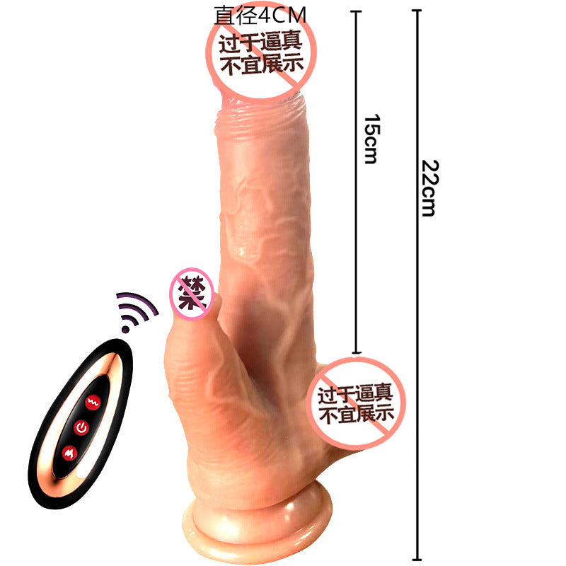 Silicone Wireless Remote Control Tongue Telescopic&Licking& Heating Dildo